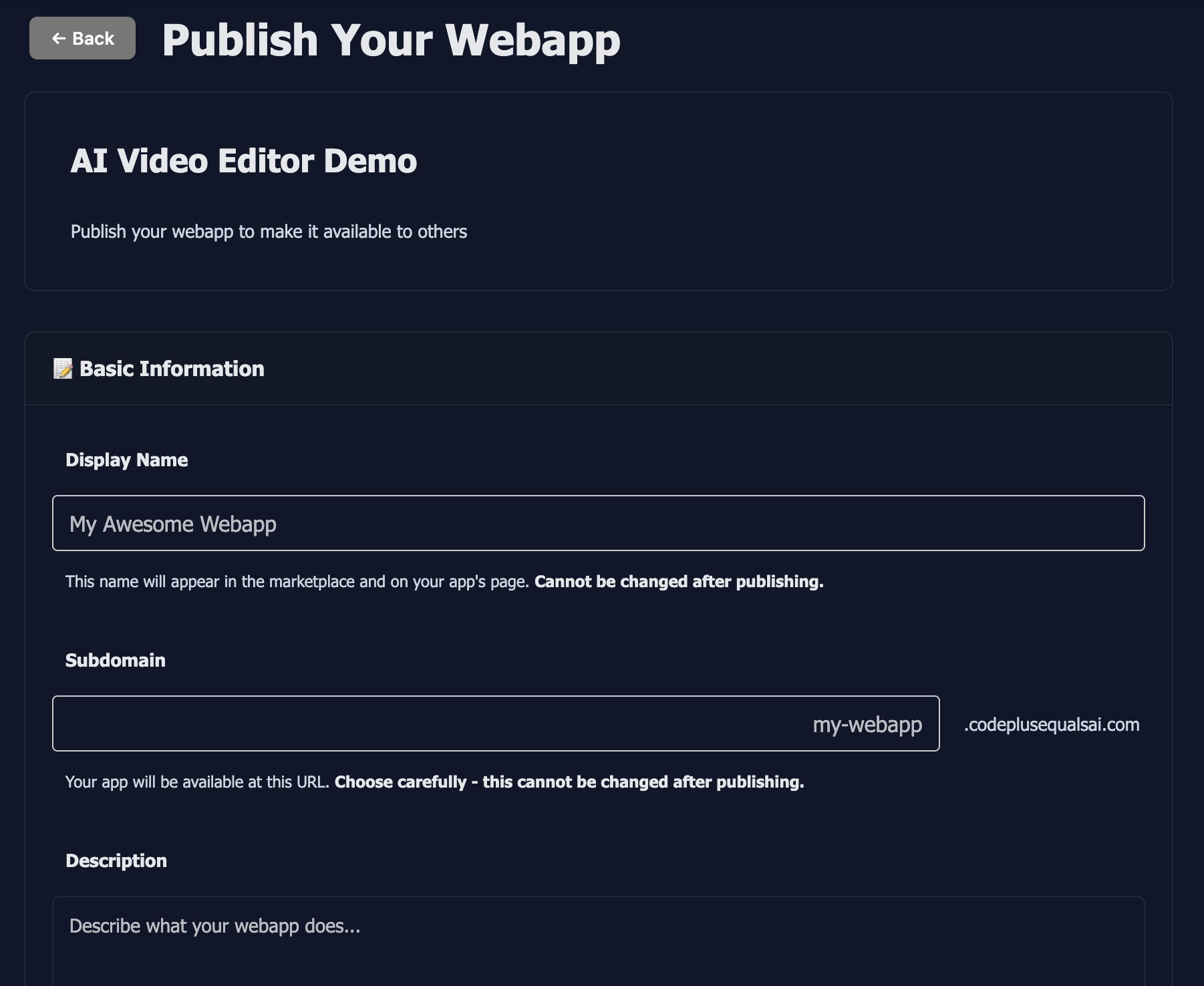 Publishing Interface