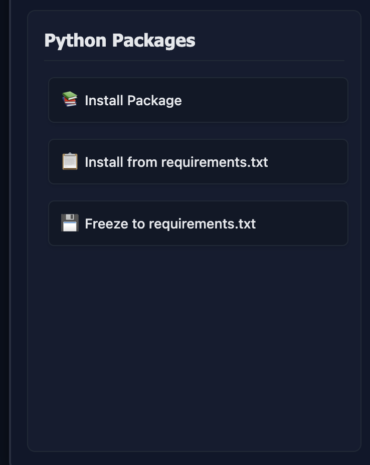 Python Package Management Interface
