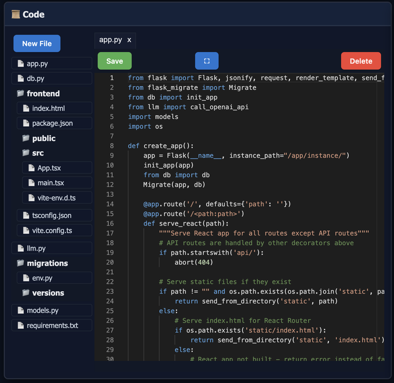 Code Editor Screenshot